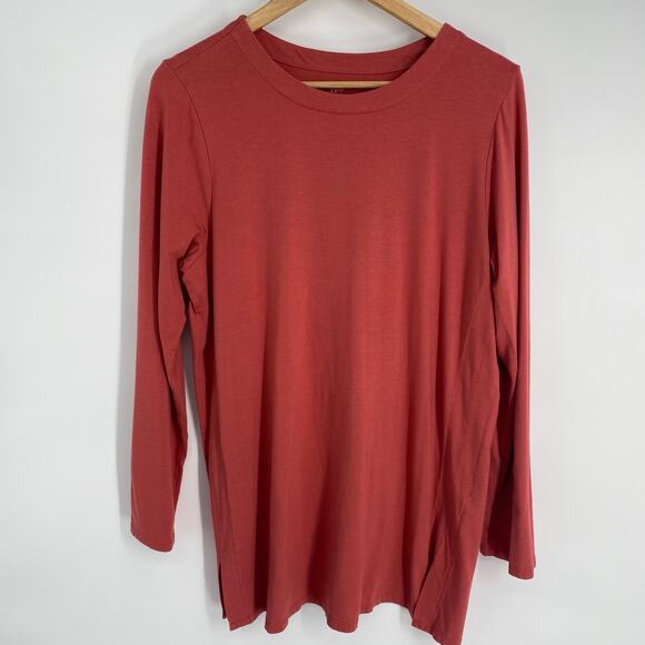 J. Jill Top Women’s Large Luxe Supima Forward Seam Tunic Red Traditional Classic - Picture 1 of 6